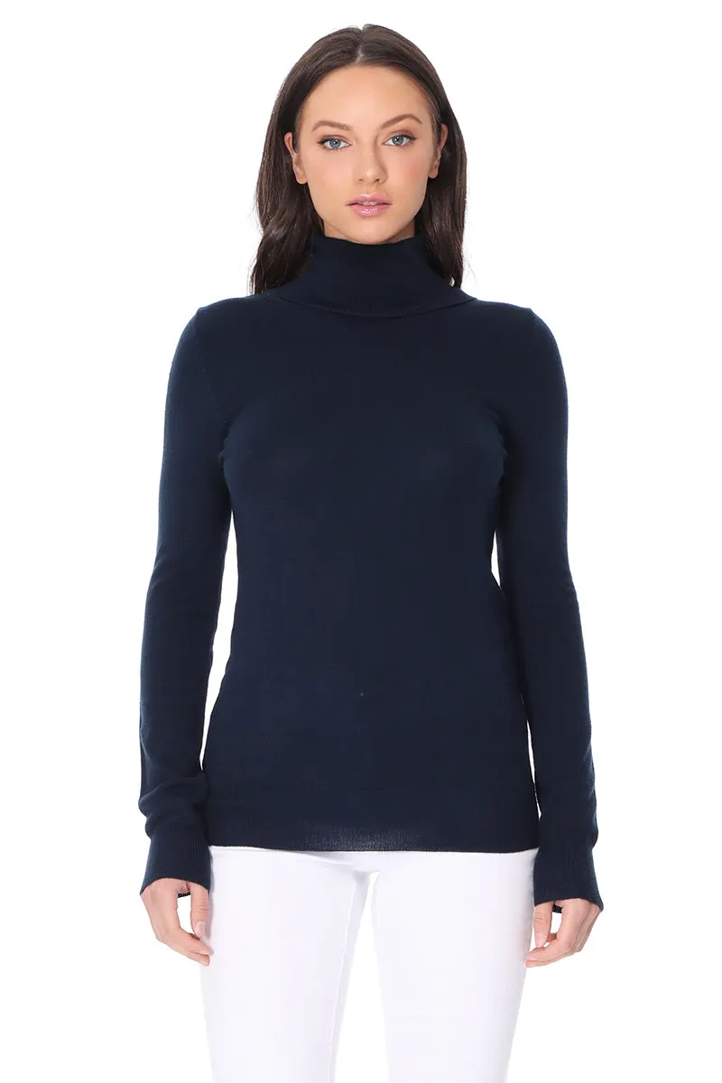 YEMAK Women's Classic Fitted Long Sleeve Turtleneck Pullover Sweater MK3349 (S-L)