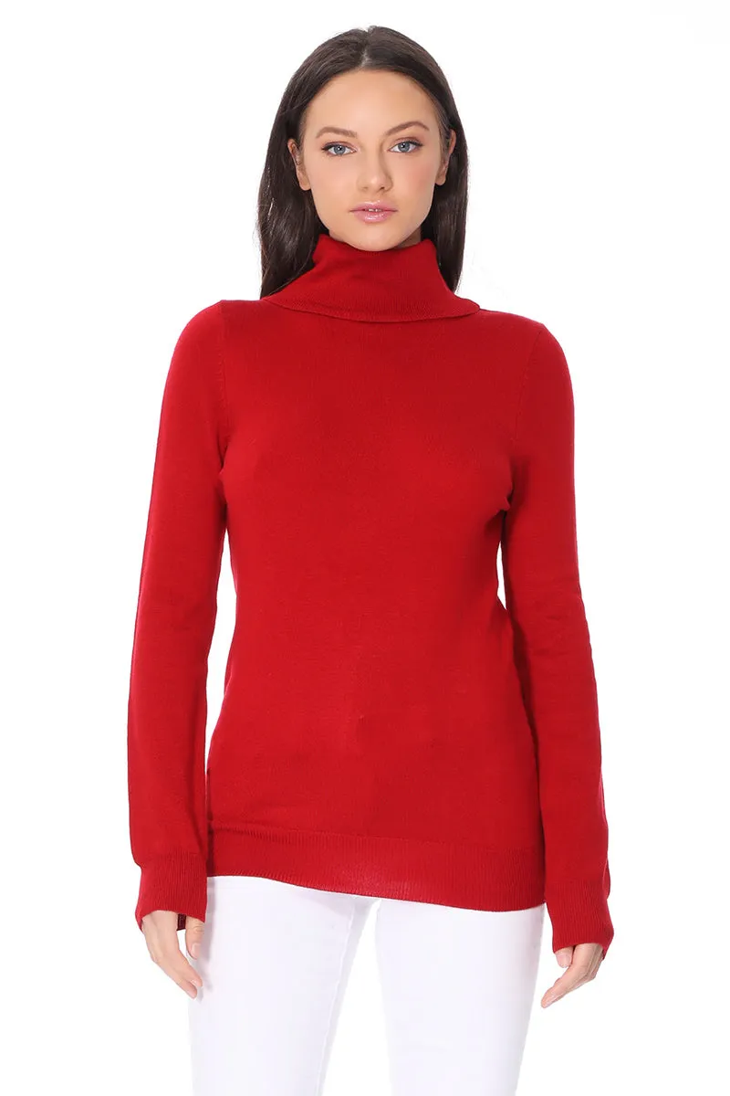 YEMAK Women's Classic Fitted Long Sleeve Turtleneck Pullover Sweater MK3349 (S-L)