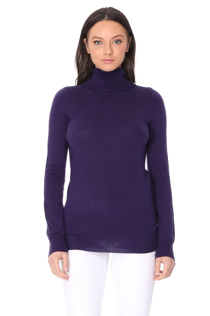 YEMAK Women's Classic Fitted Long Sleeve Turtleneck Pullover Sweater MK3349 (S-L)