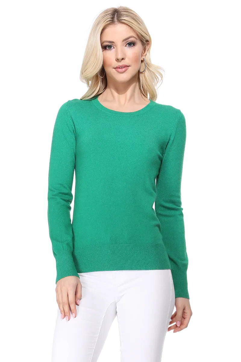 YEMAK Women's Crewneck Long Sleeve Pullover Soft Knit Top Sweater MK5500 (S-XL)