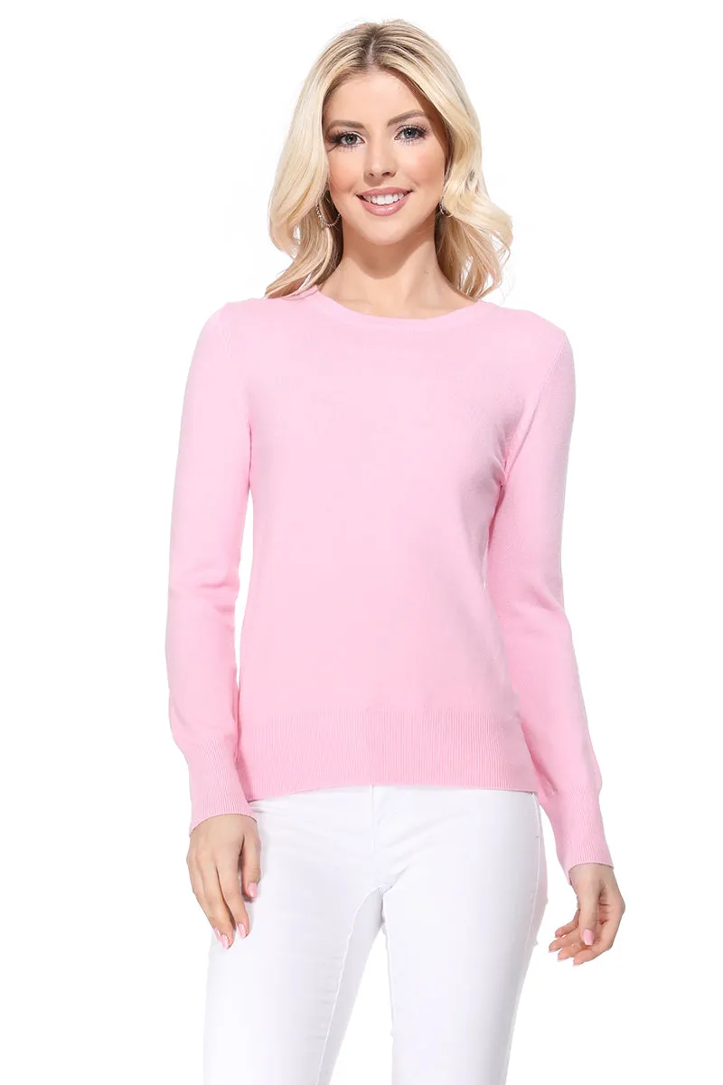 YEMAK Women's Crewneck Long Sleeve Pullover Soft Knit Top Sweater MK5500 (S-XL)