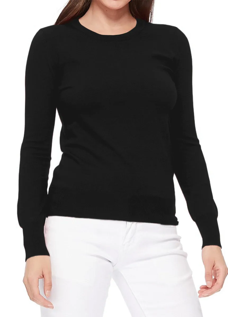 YEMAK Women's Crewneck Long Sleeve Pullover Soft Knit Top Sweater MK5500 (S-XL)