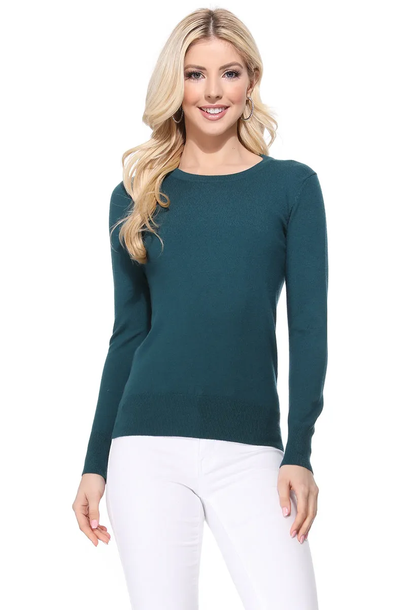 YEMAK Women's Crewneck Long Sleeve Pullover Soft Knit Top Sweater MK5500 (S-XL)